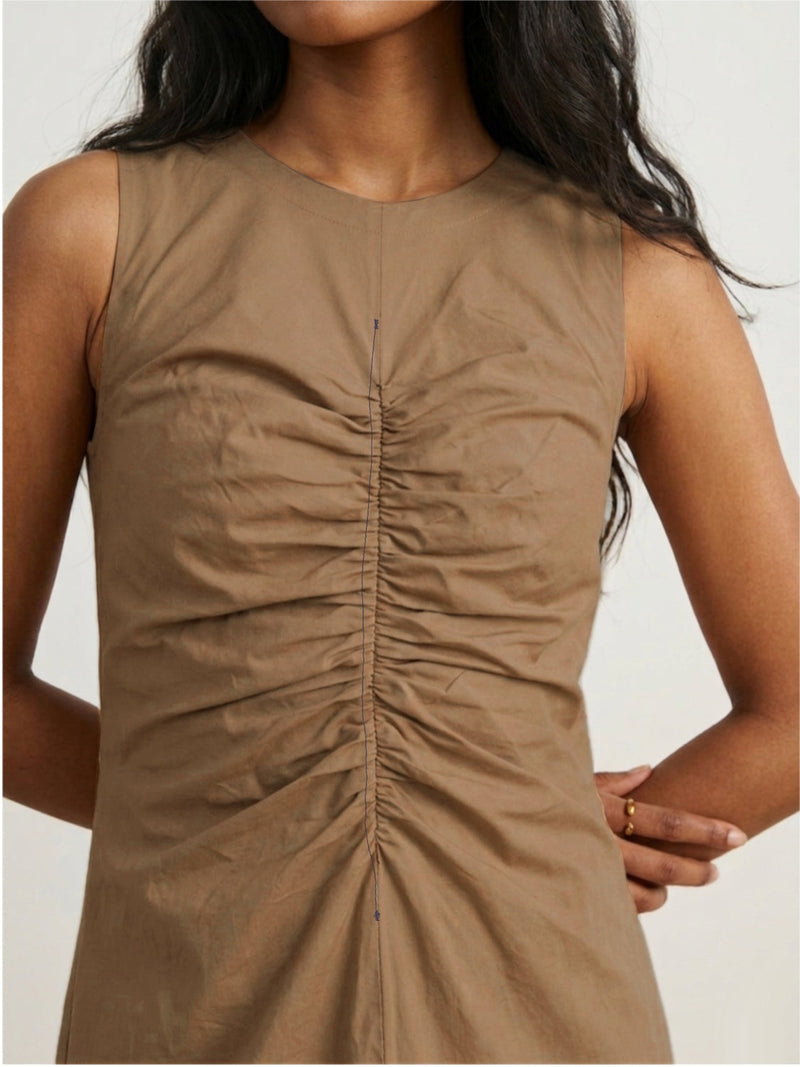 Sarah Sand Beige Dress poplin dress by Doodlage in beige for women in Singapore