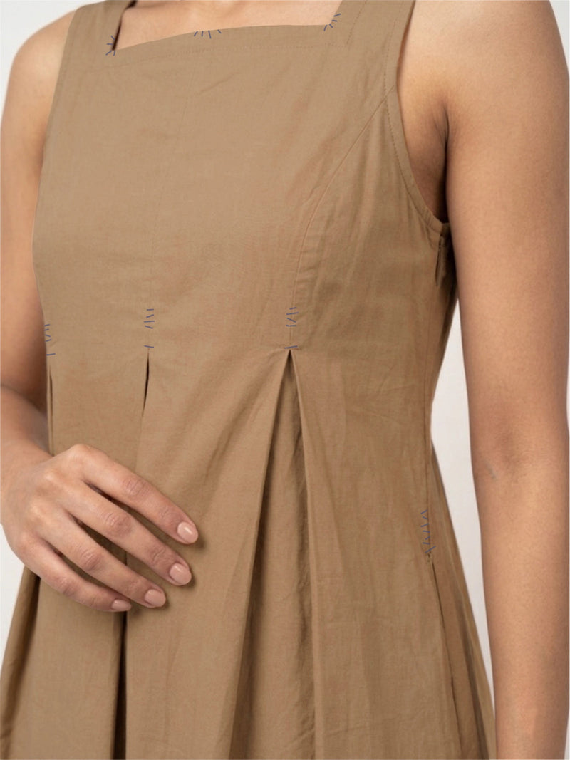 Natalie Beige Dress poplin dress by Doodlage in beige for women in Singapore