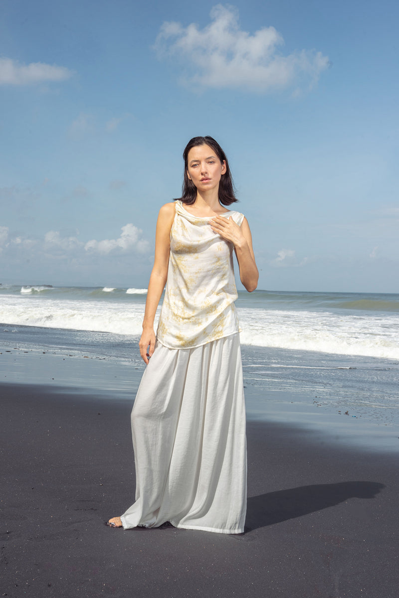 Thelma Top tencel top/shirt by Su by Hand in yelllow for women in Singapore