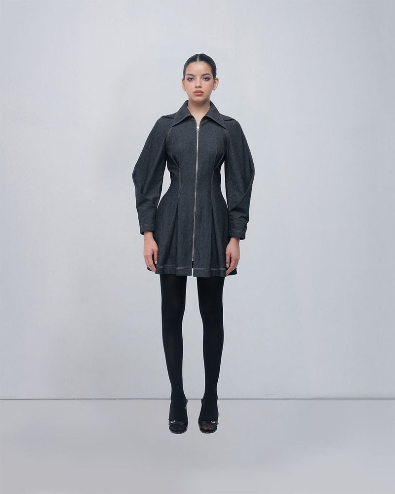 Tess Dress viscose by Leh Studios in charcoal grey for women in Singapore