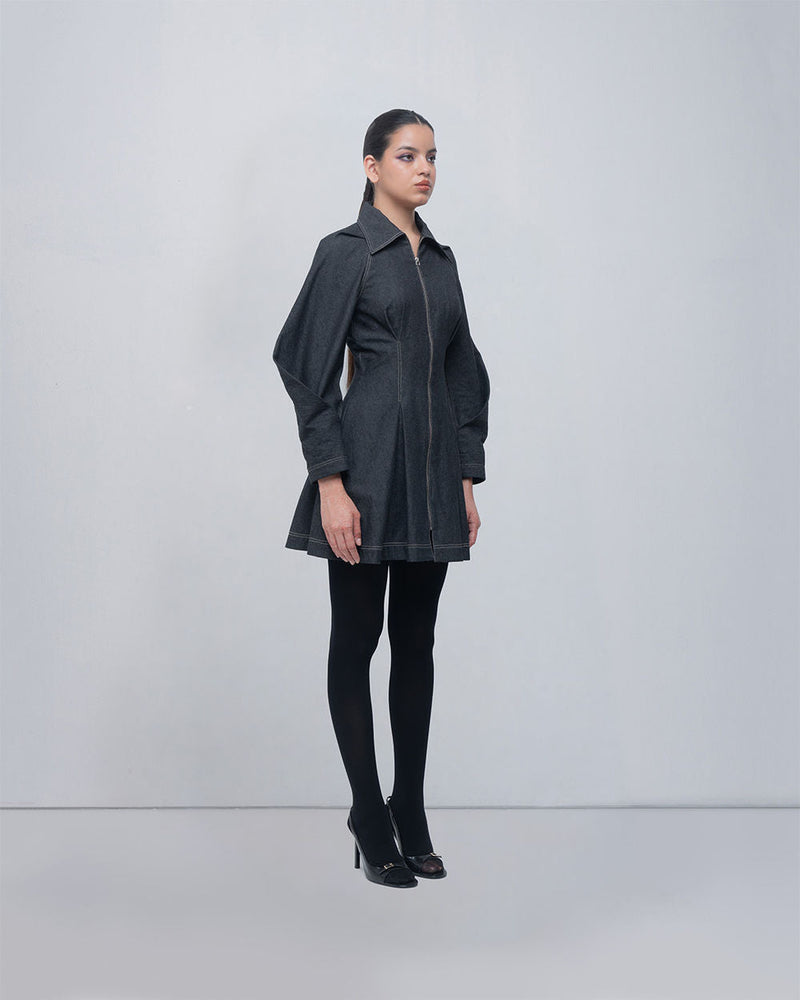 Tess Dress viscose by Leh Studios in charcoal grey for women in Singapore