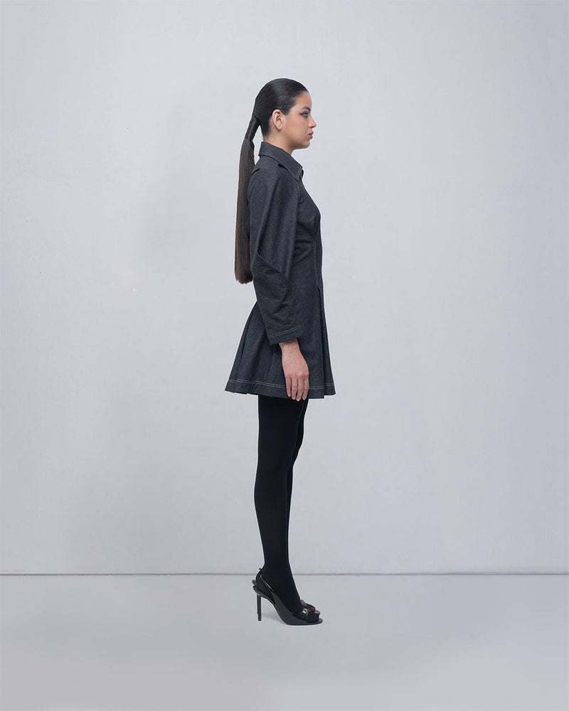 Tess Dress viscose by Leh Studios in charcoal grey for women in Singapore
