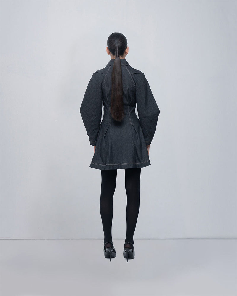 Tess Dress viscose by Leh Studios in charcoal grey for women in Singapore