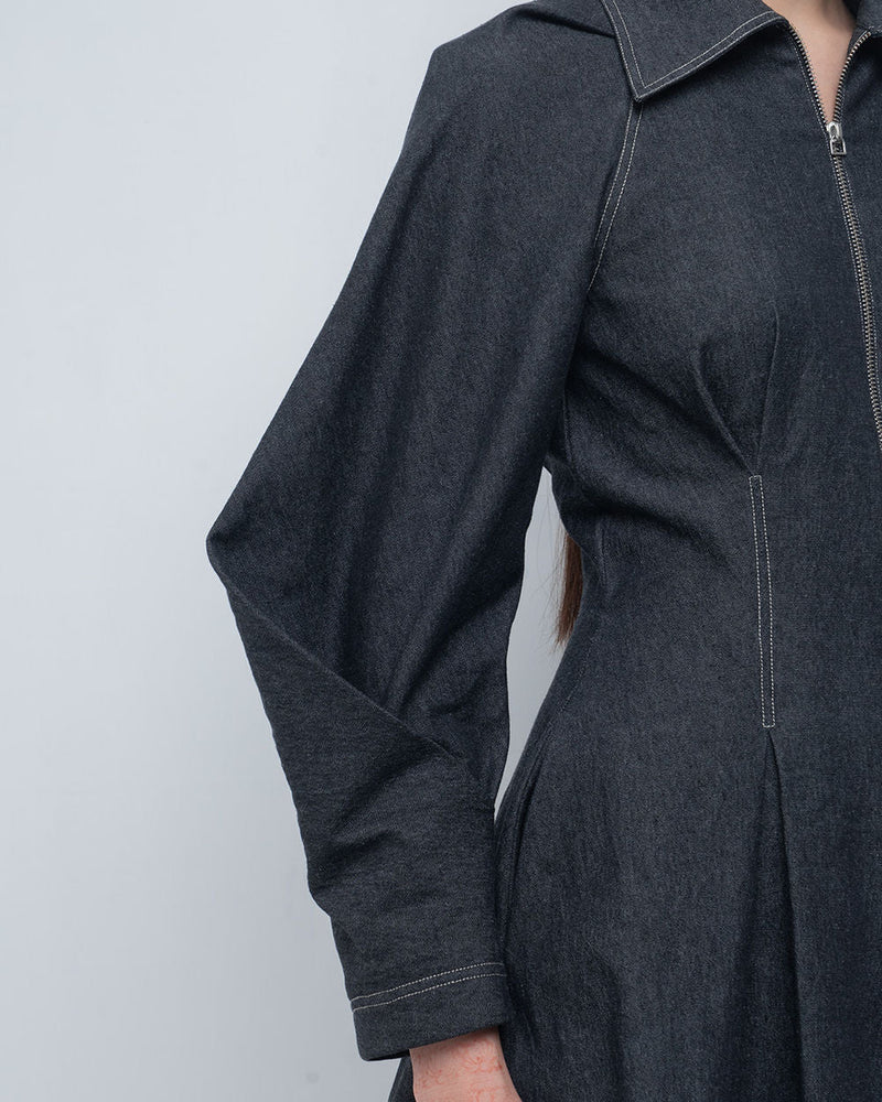 Tess Dress viscose by Leh Studios in charcoal grey for women in Singapore