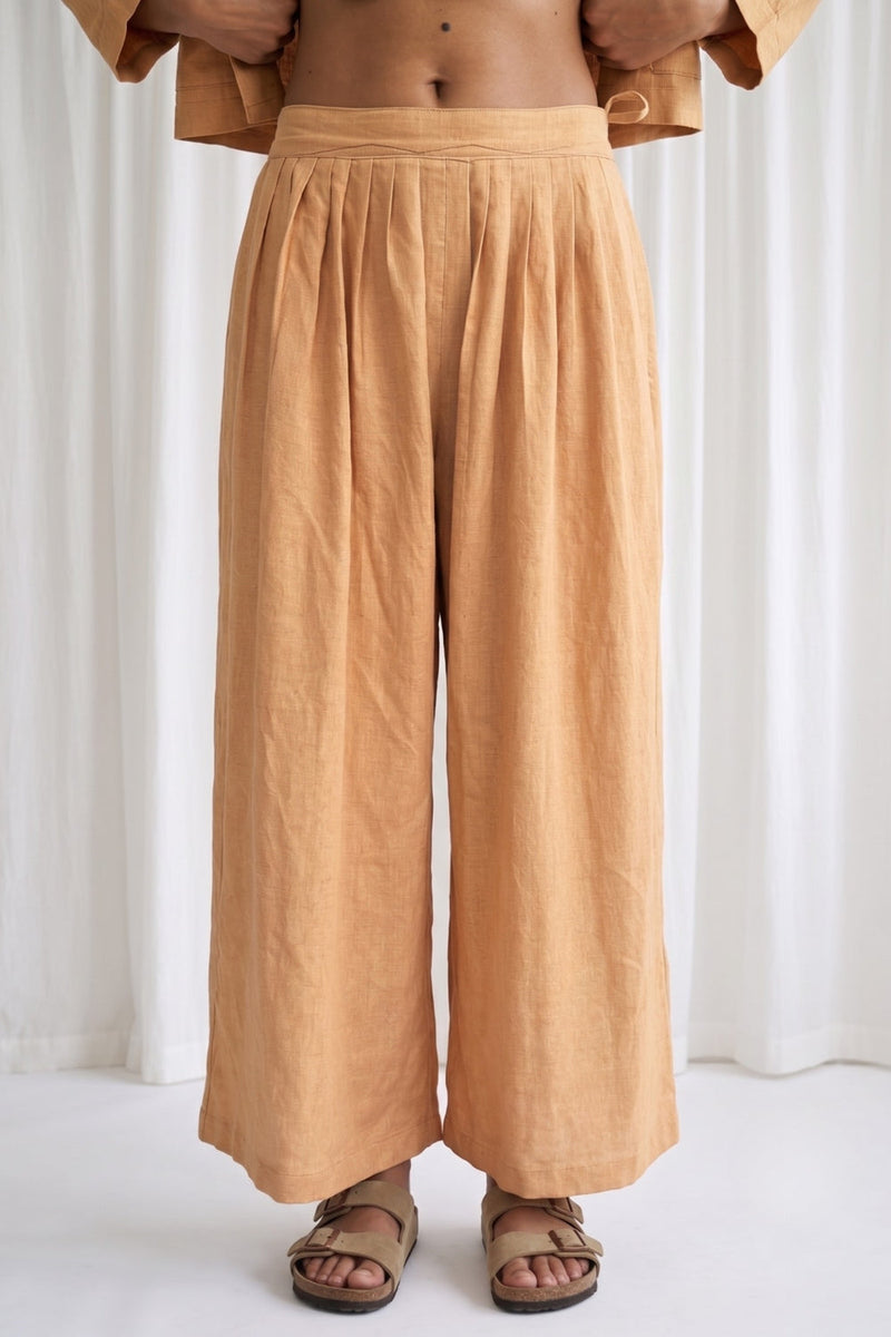 Aurora Beige Pants hemploop, lyocell pant/trouser by Doodlage in beige for women in Singapore