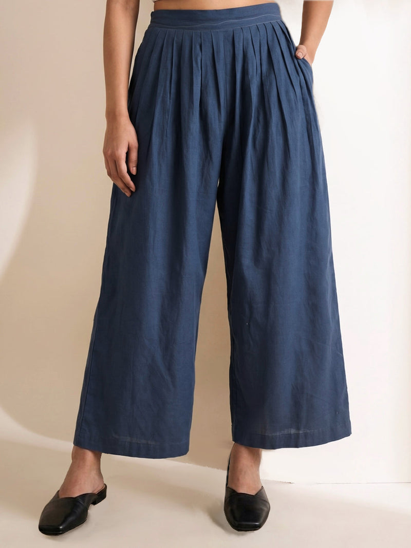 Aurora Muted Indigo Pants hemploop, lyocell pant/trouser by Doodlage in indigo for women in Singapore