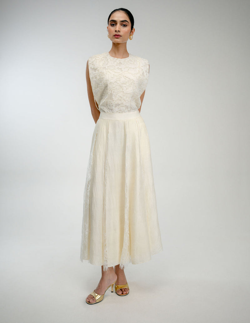 Old Rose Skirt mulberry silk skirt by Ode to Odd in off white for women in Singapore