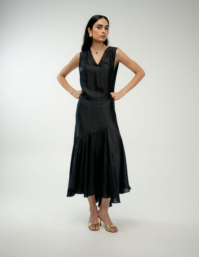 Pink Haze Dress mulberry silk dress by Ode to Odd in black for women in Singapore