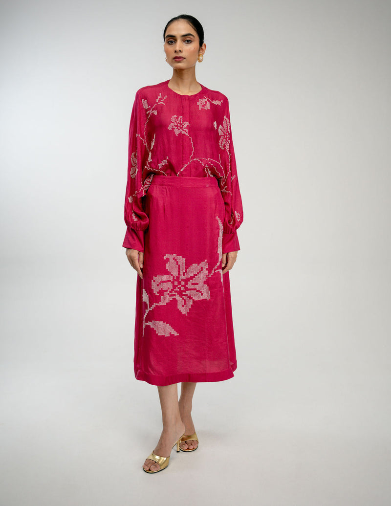 Yours Again Skirt mulberry silk skirt by Ode to Odd in pink for women in Singapore