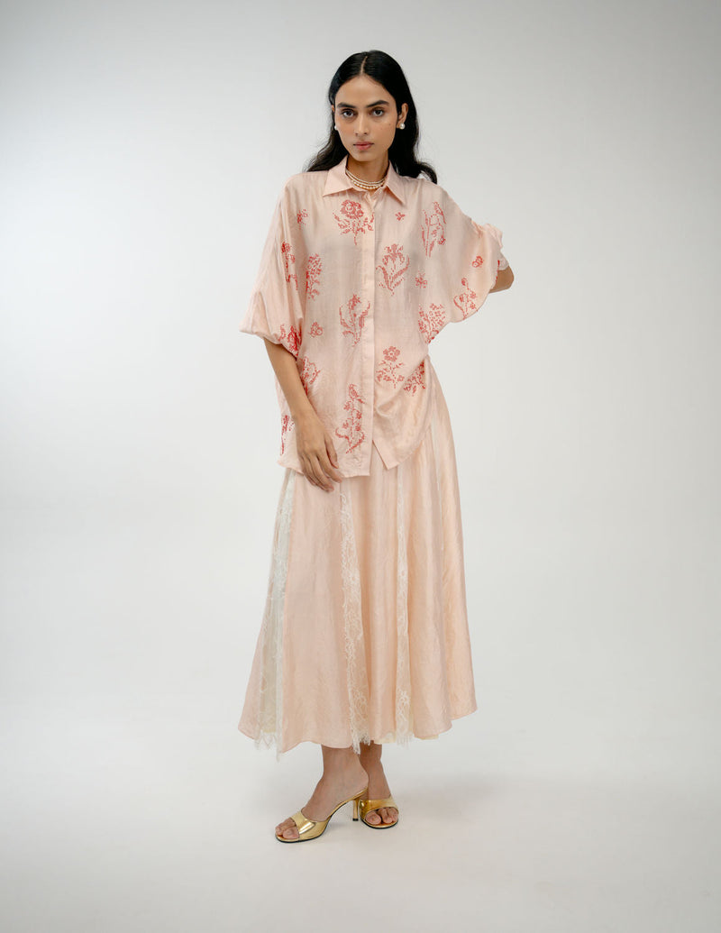 Old Garden Shirt mulberry silk top/shirt by Ode to Odd in pink for women in Singapore