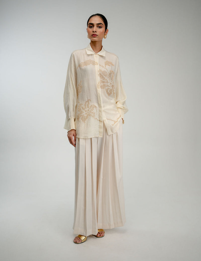 The Afternoon Shirt mulberry silk top/shirt by Ode to Odd in off white for women in Singapore