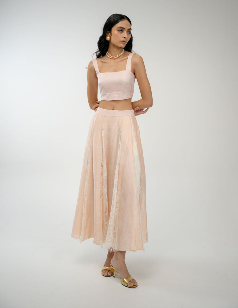 Then & Now Skirt mulberry silk skirt by Ode to Odd in pink for women in Singapore