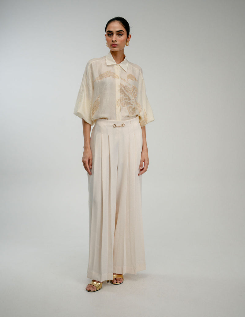 Pause Pants japanese crepe pant/trouser by Ode to Odd in off white for women in Singapore