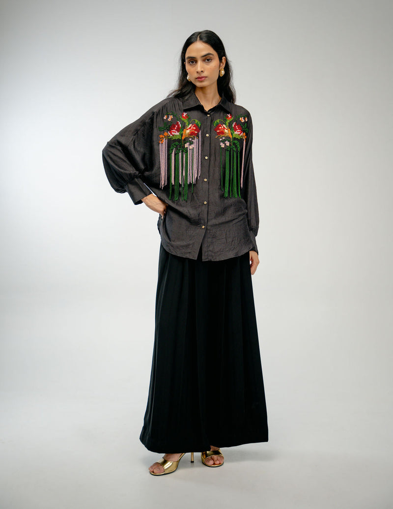 Together Shirt mulberry silk top/shirt by Ode to Odd in black for women in Singapore
