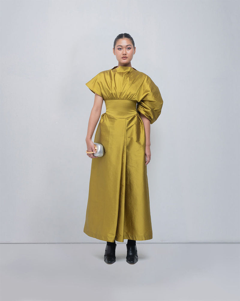 Diana Dress viscose by Leh Studios in green for women in Singapore