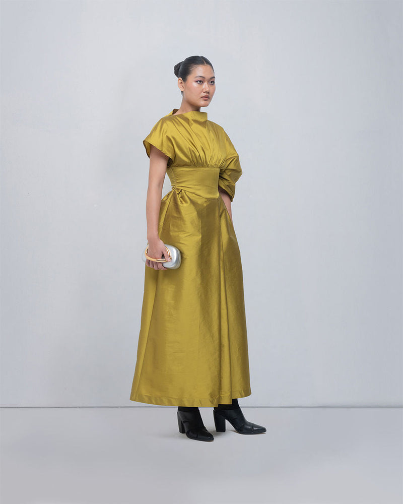 Diana Dress viscose by Leh Studios in green for women in Singapore