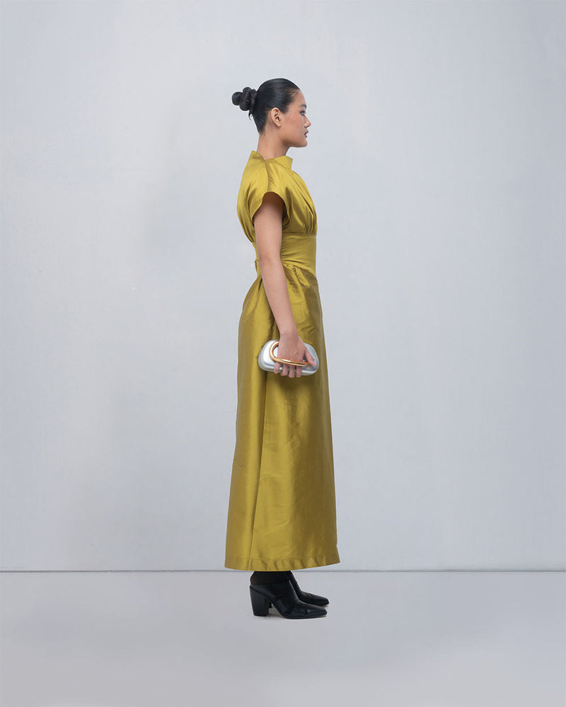 Diana Dress viscose by Leh Studios in green for women in Singapore