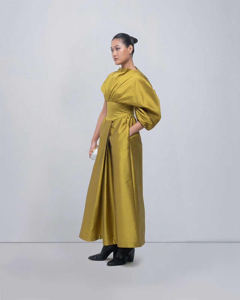 Diana Dress viscose by Leh Studios in green for women in Singapore