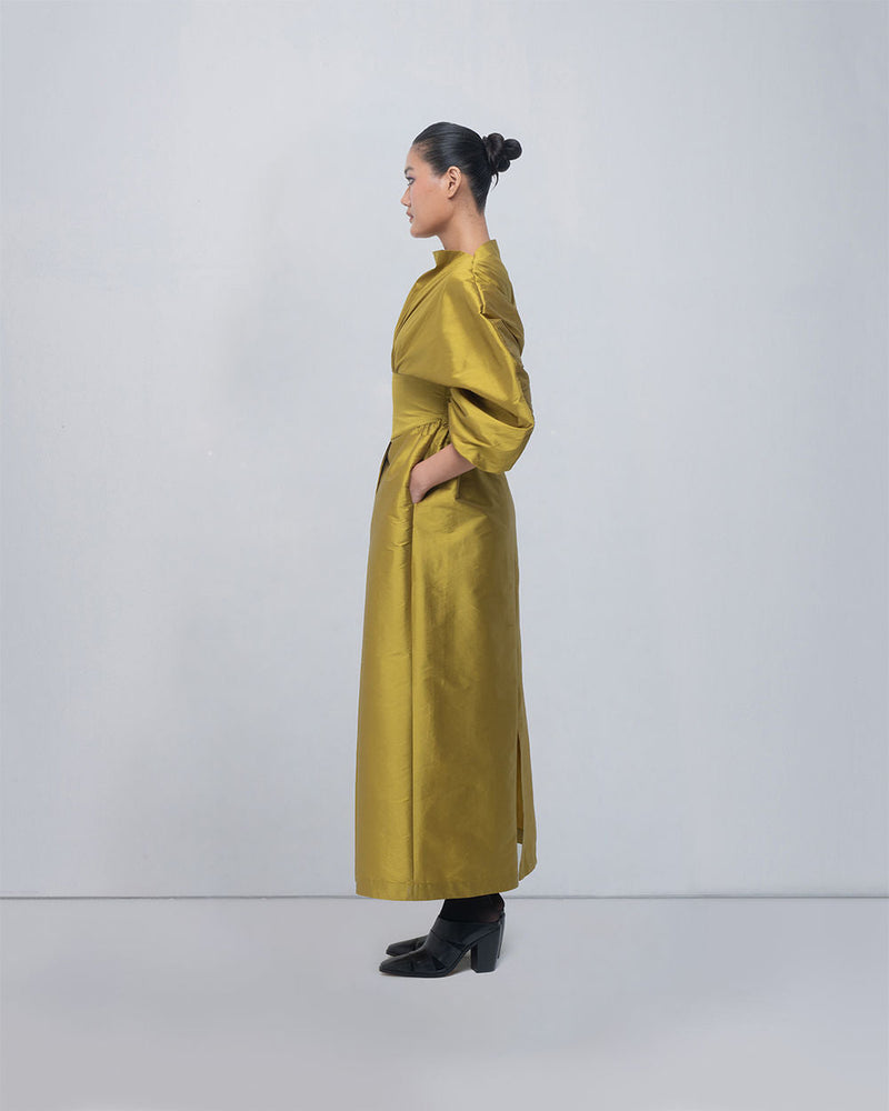 Diana Dress viscose by Leh Studios in green for women in Singapore