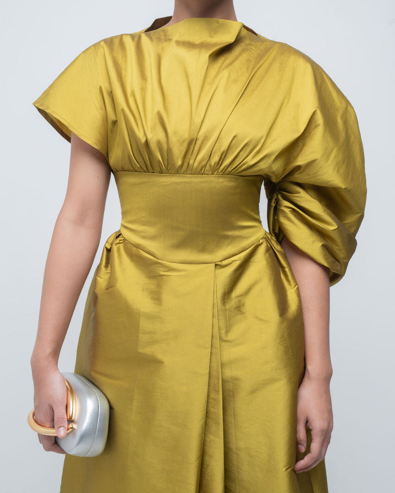 Diana Dress viscose by Leh Studios in green for women in Singapore
