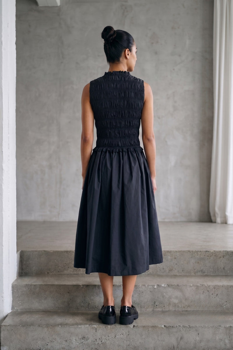 Midsummer Black Dress poplin dress by Doodlage in black for women in Singapore