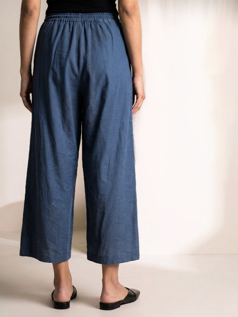 Aurora Muted Indigo Pants hemploop, lyocell pant/trouser by Doodlage in indigo for women in Singapore