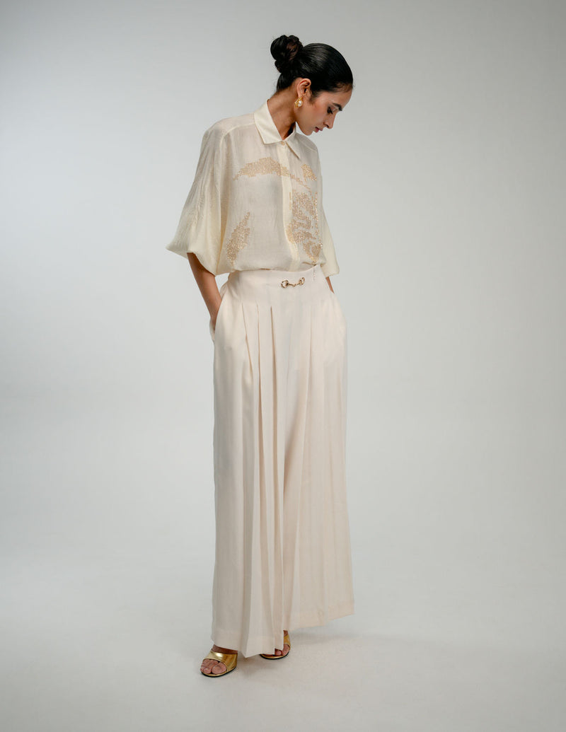 Pause Pants japanese crepe pant/trouser by Ode to Odd in off white for women in Singapore