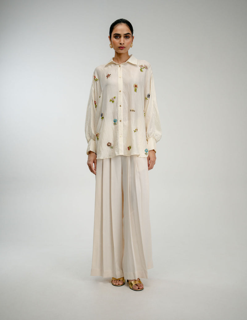 Once Again Shirt mulberry silk top/shirt by Ode to Odd in off white for women in Singapore