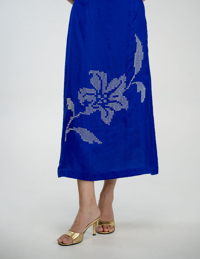 Memory Book Skirt mulberry silk skirt by Ode to Odd in blue for women in Singapore