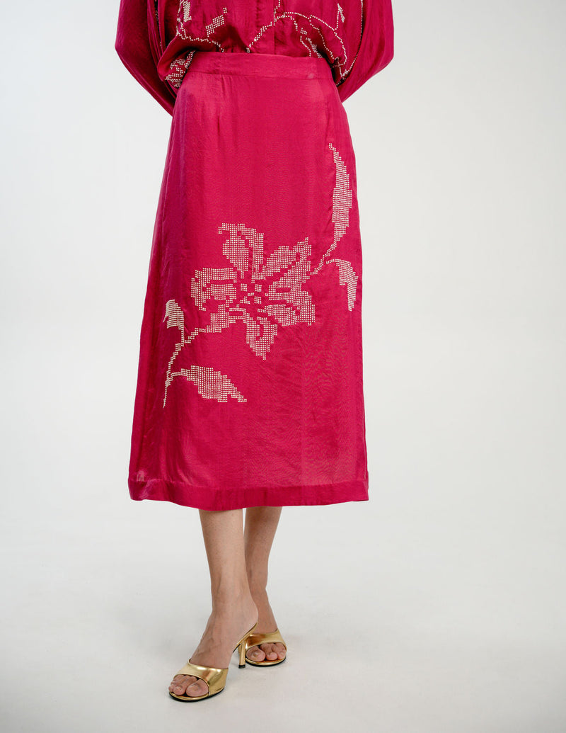 Yours Again Skirt mulberry silk skirt by Ode to Odd in pink for women in Singapore