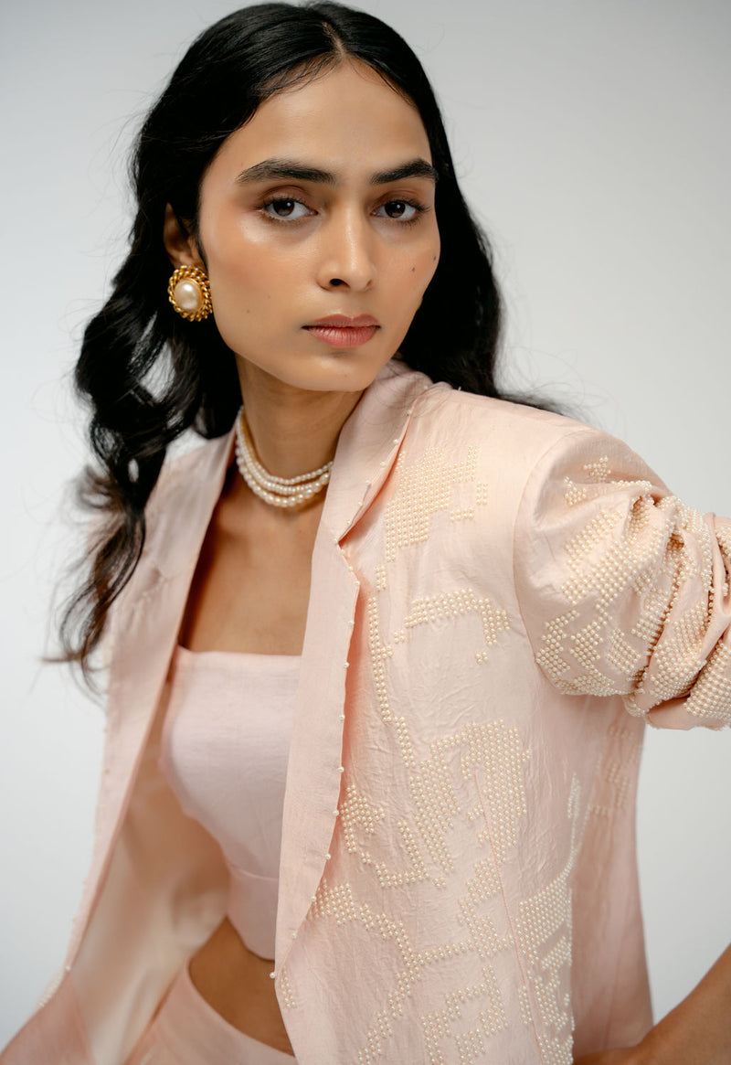 Still Here Jacket mulberry silk jacket/overlay by Ode to Odd in pink for women in Singapore