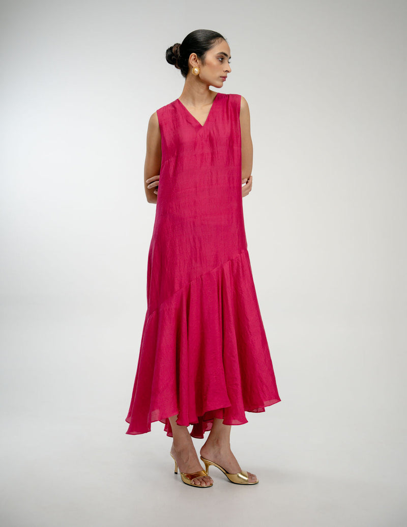 Wild Posy Dress mulberry silk dress by Ode to Odd in pink for women in Singapore