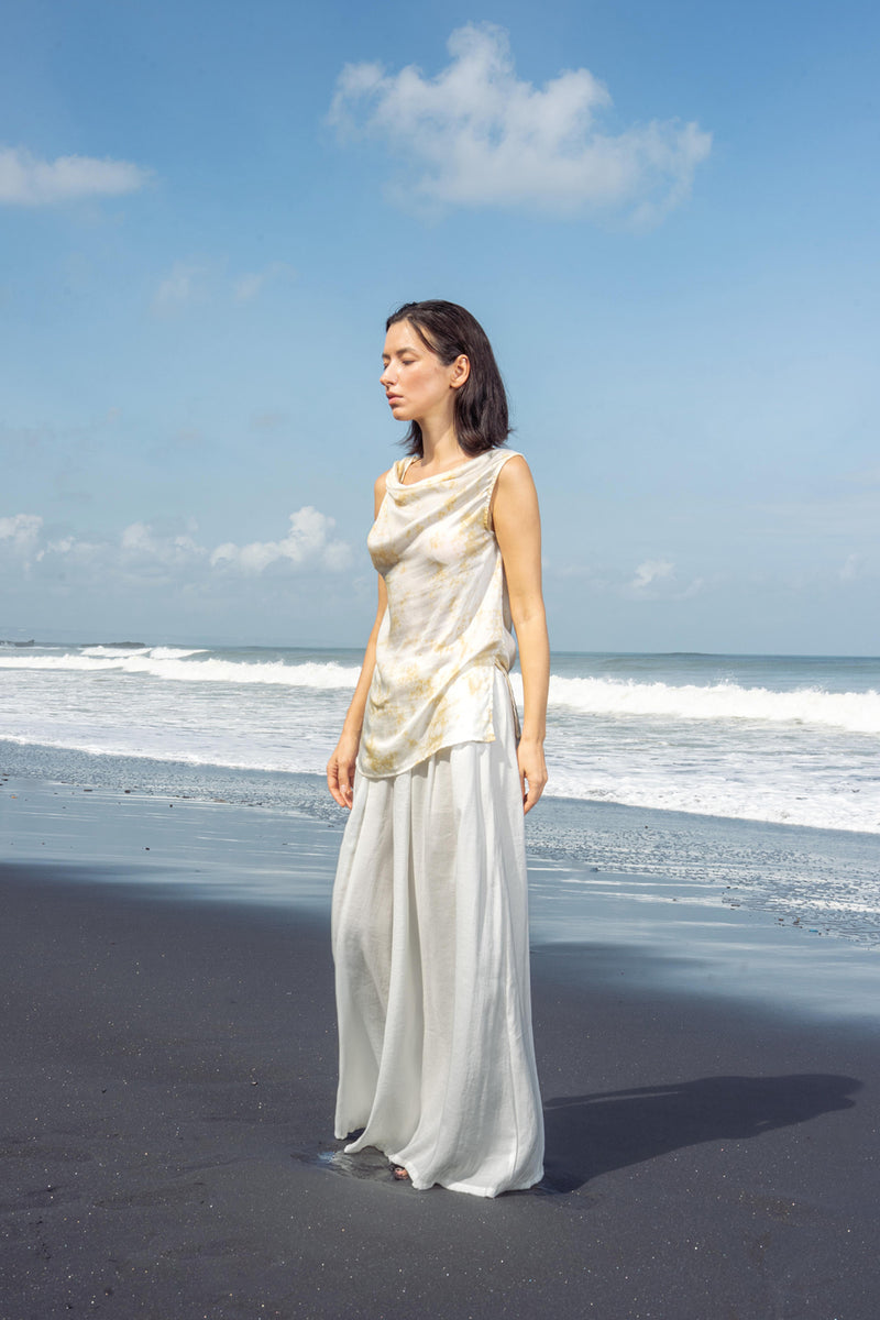 Thelma Top tencel top/shirt by Su by Hand in yelllow for women in Singapore