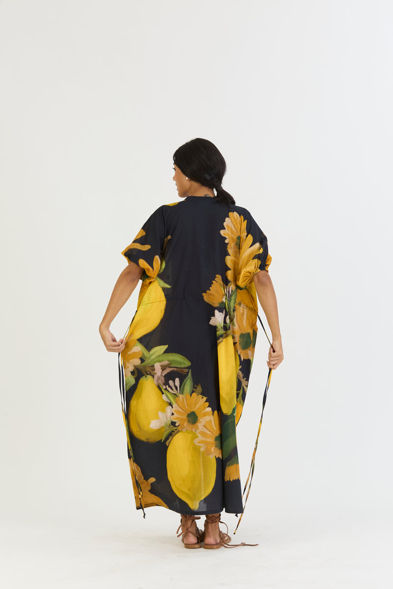 POMELLO SIDE TIE UP DRESS cotton by Yam in yellow color for women in Singapore