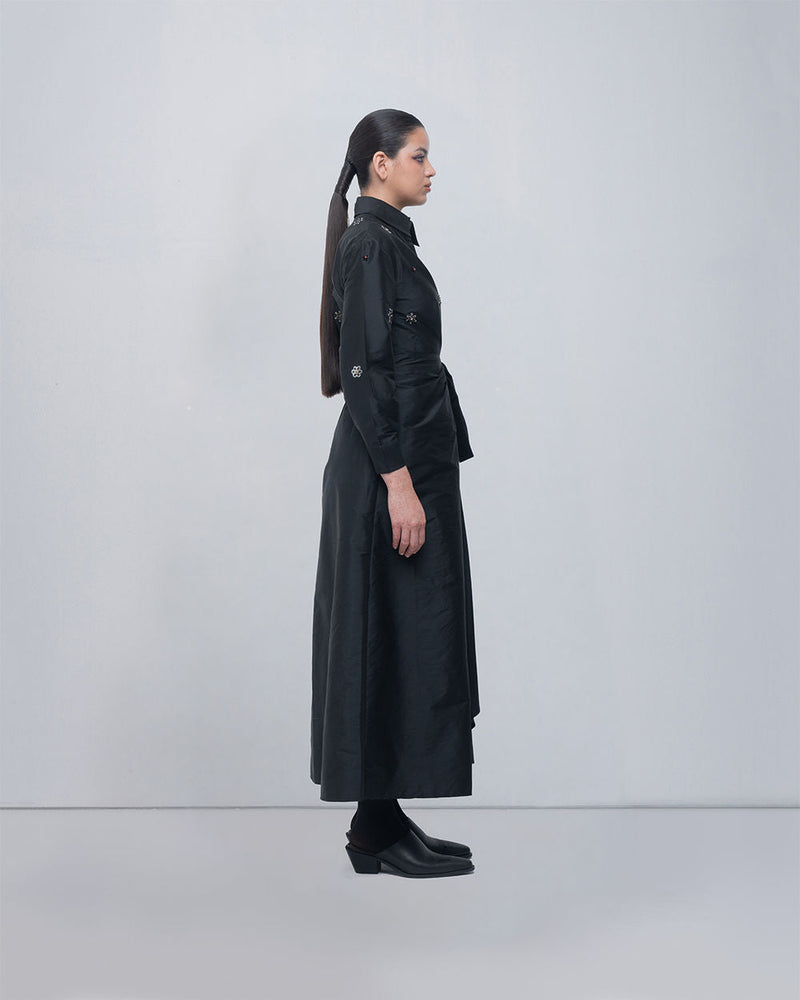 Gabrielle Draped Dress viscose by Leh Studios in black for women in Singapore