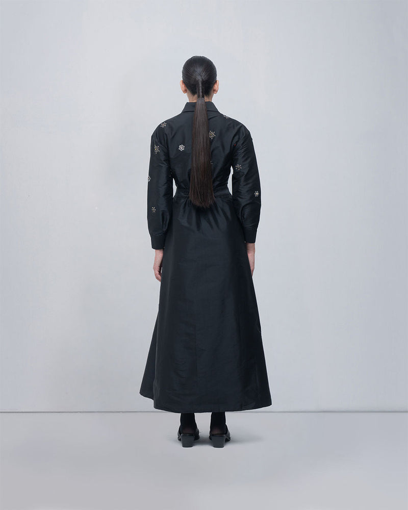 Gabrielle Draped Dress viscose by Leh Studios in black for women in Singapore