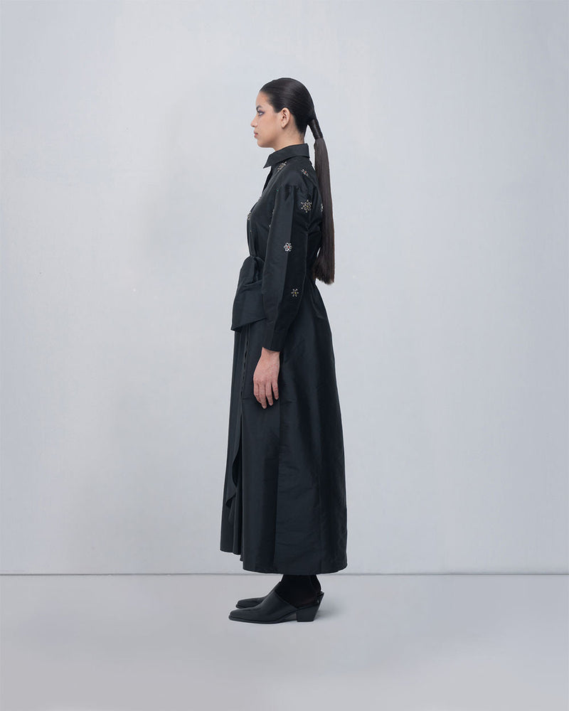 Gabrielle Draped Dress viscose by Leh Studios in black for women in Singapore