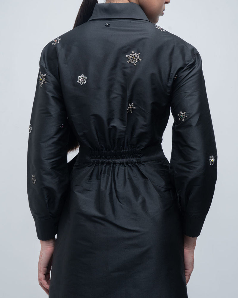 Gabrielle Draped Dress viscose by Leh Studios in black for women in Singapore