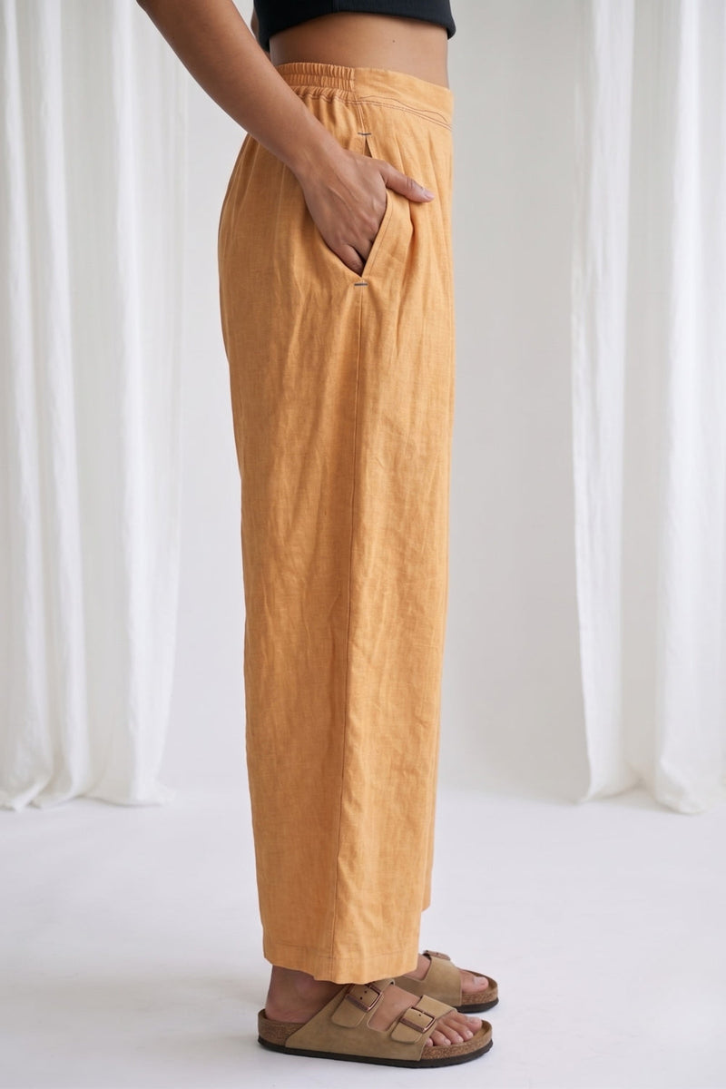 Aurora Beige Pants hemploop, lyocell pant/trouser by Doodlage in beige for women in Singapore