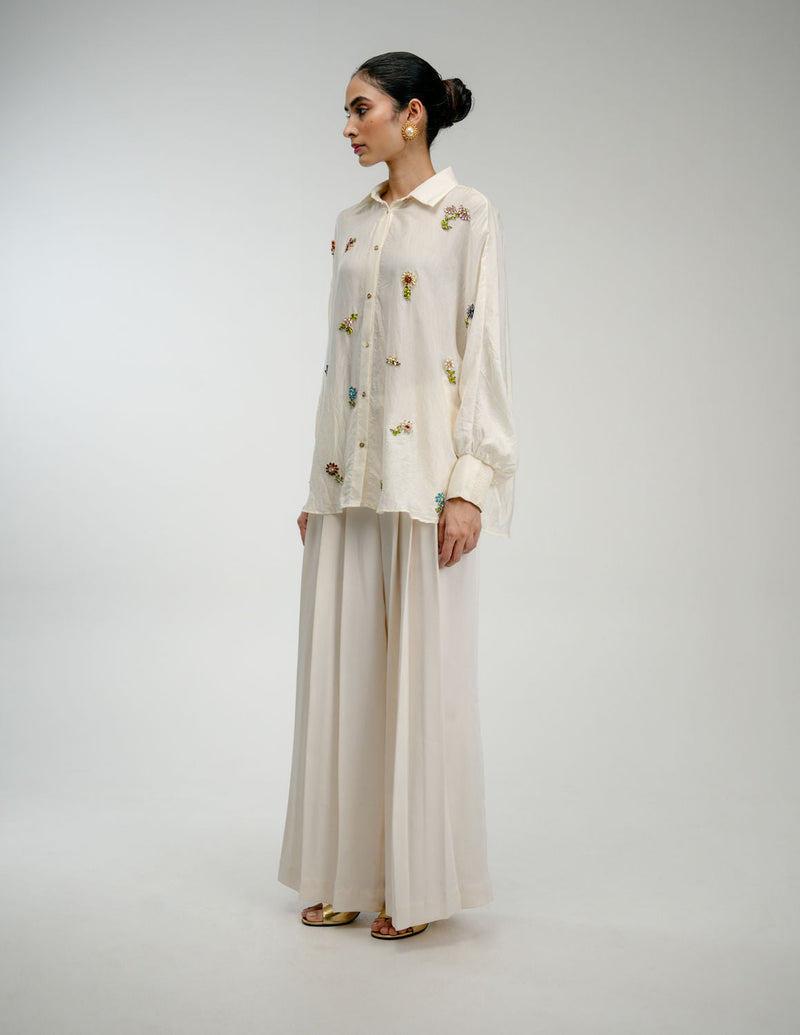 Once Again Shirt mulberry silk top/shirt by Ode to Odd in off white for women in Singapore