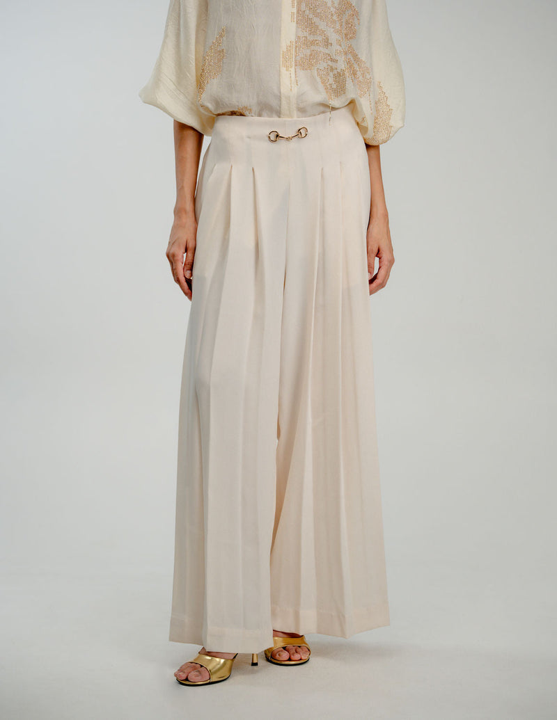 Pause Pants japanese crepe pant/trouser by Ode to Odd in off white for women in Singapore