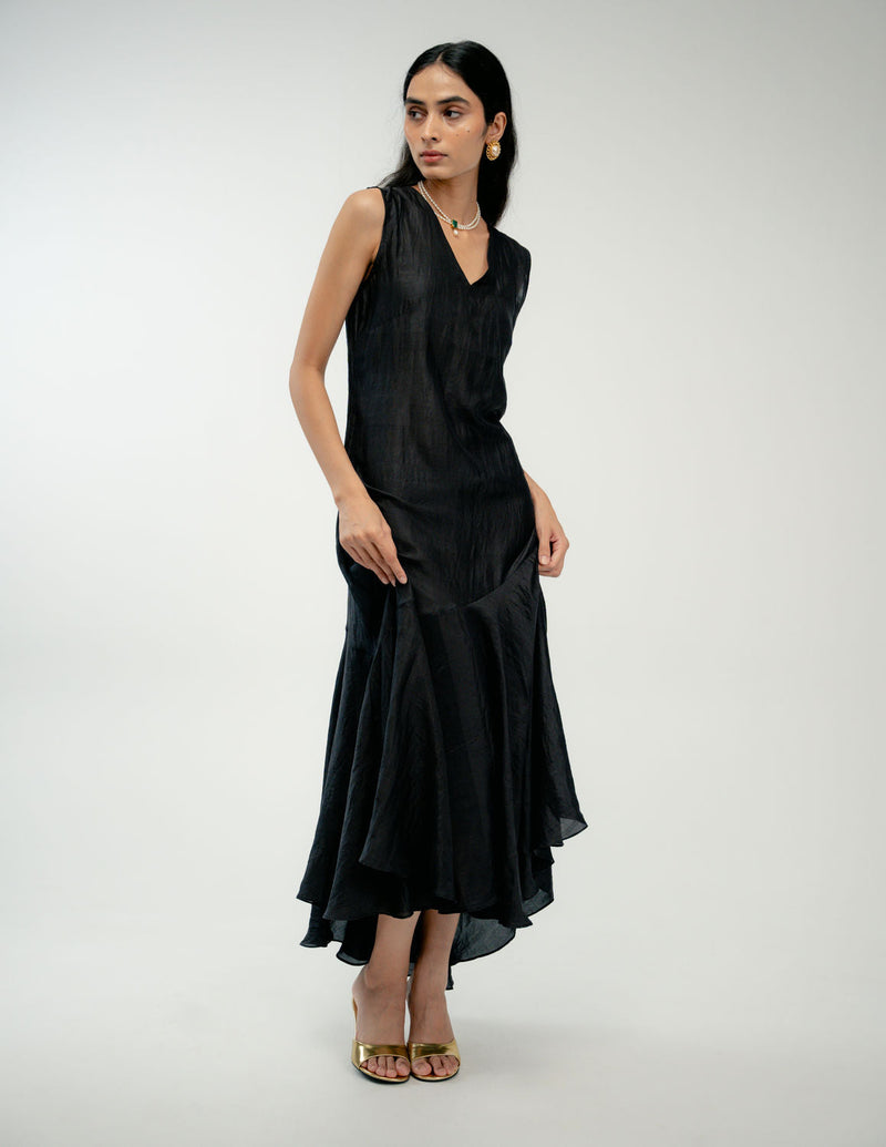 Pink Haze Dress mulberry silk dress by Ode to Odd in black for women in Singapore