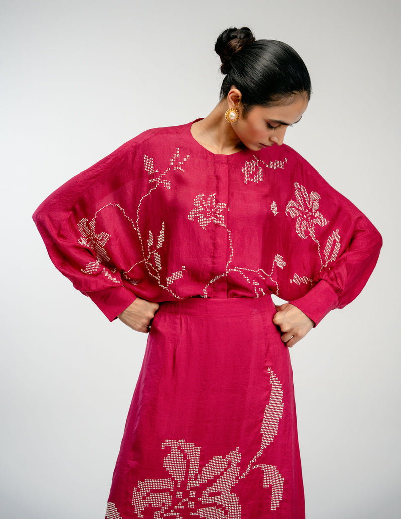Sunday Window Shirt mulberry silk top/shirt by Ode to Odd in pink for women in Singapore