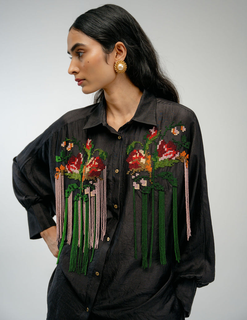 Together Shirt mulberry silk top/shirt by Ode to Odd in black for women in Singapore