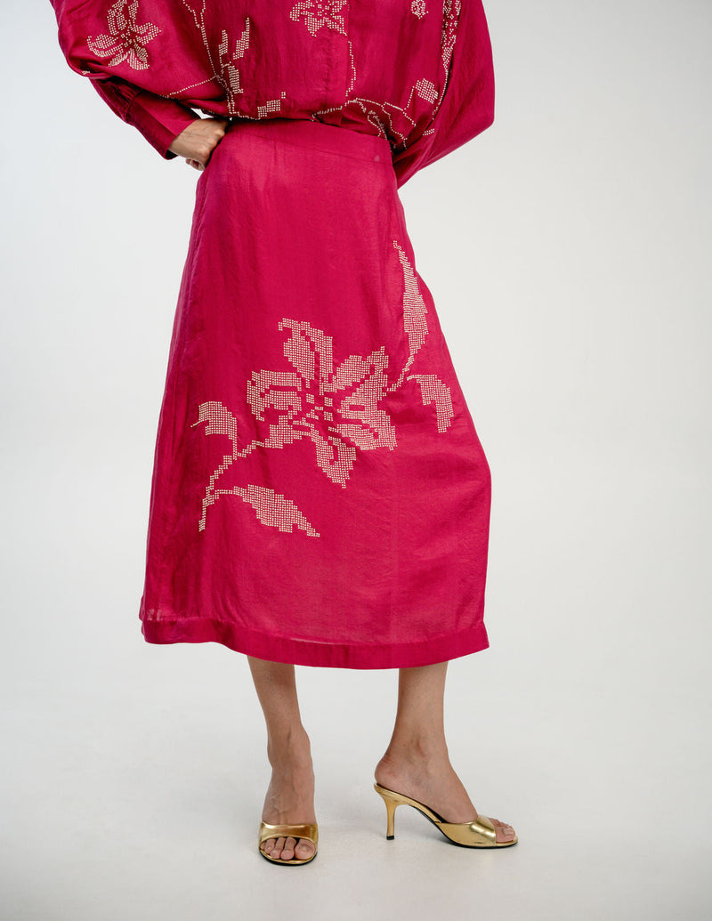 Yours Again Skirt mulberry silk skirt by Ode to Odd in pink for women in Singapore
