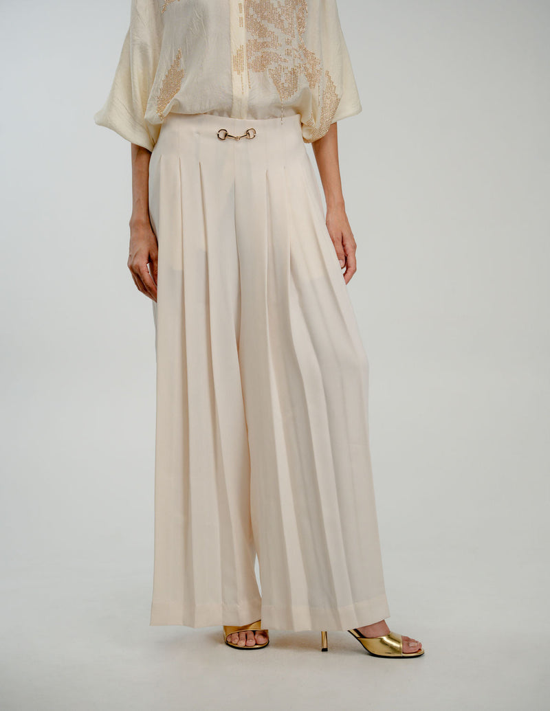 Pause Pants japanese crepe pant/trouser by Ode to Odd in off white for women in Singapore