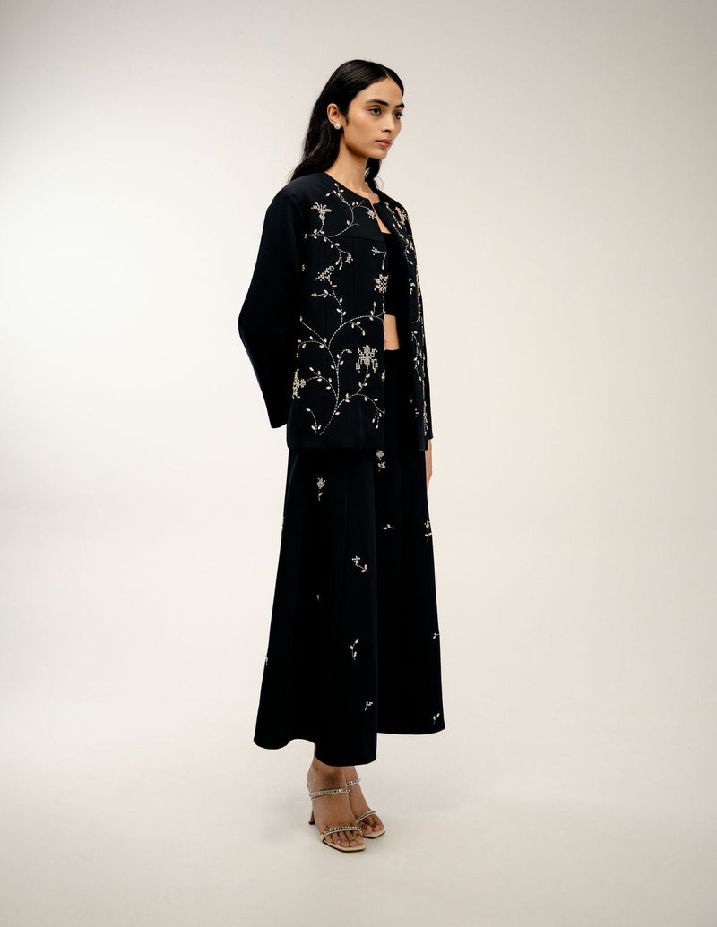 Old Pages Jacket japanese crepe jacket/overlay by Ode to Odd in navy blue for women in Singapore