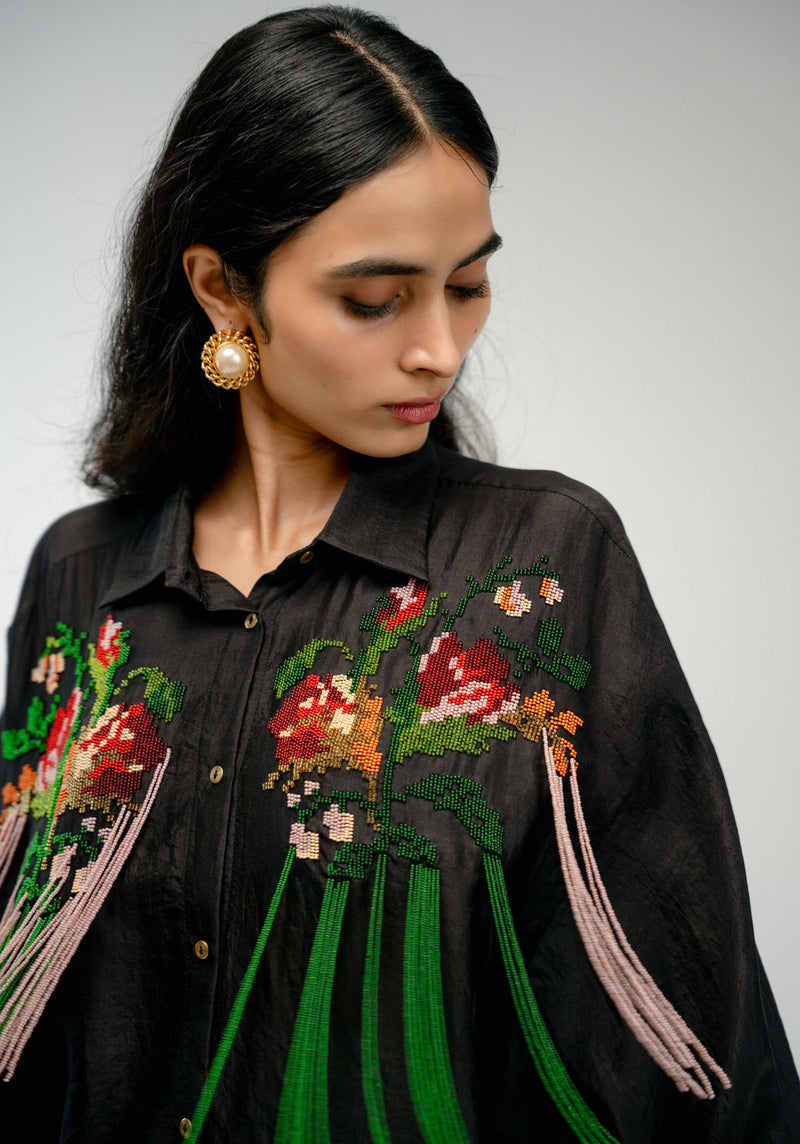 Together Shirt mulberry silk top/shirt by Ode to Odd in black for women in Singapore