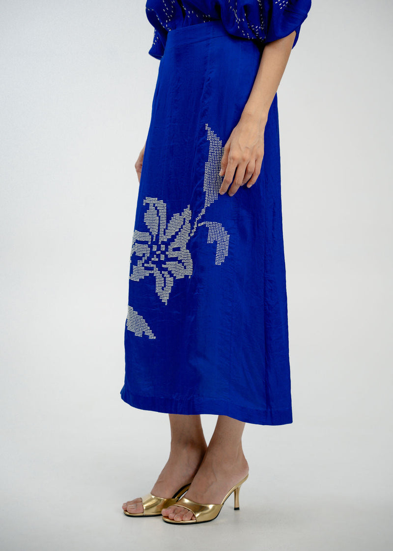 Memory Book Skirt mulberry silk skirt by Ode to Odd in blue for women in Singapore
