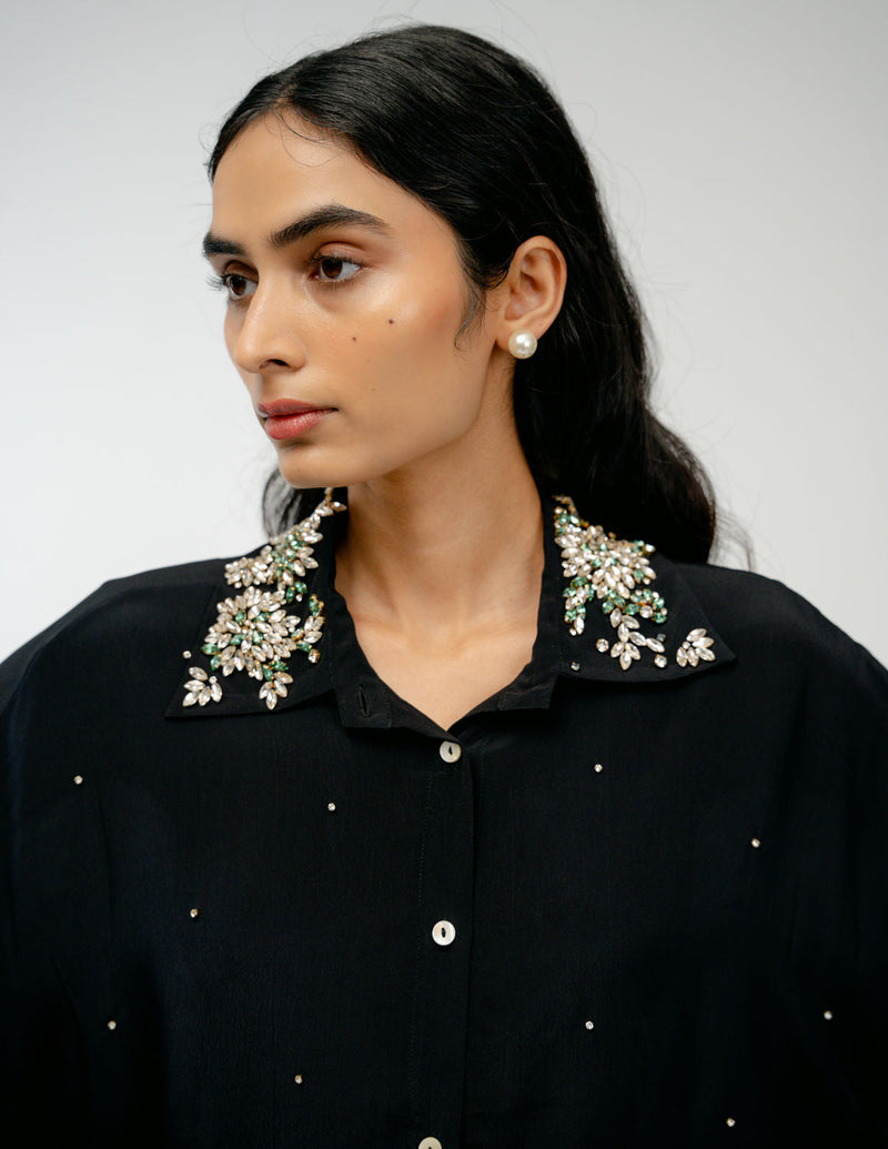 Yours Always Set crepe co-ord set by Ode to Odd in black for women in Singapore